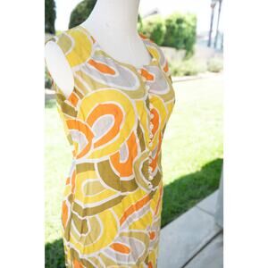 Vintage Homemade Mod Groovy Retro Dress with Lucite Buttons Halloween